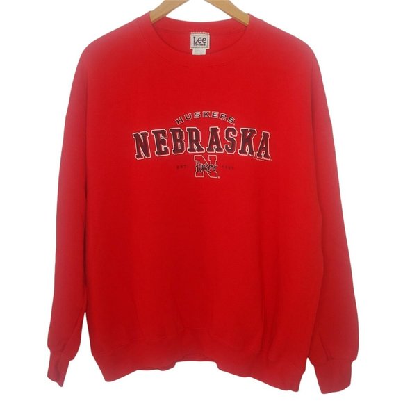 Vintage 90s University Of Nebraska Huskers Est 1869 90s Lee Men 2XL Sweatshirt - Picture 2 of 6